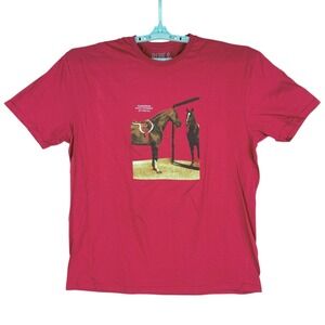 Blue & Cream Men's Wellington Wine T-shirt XL Soft Cotton Horse Graphic NWOT $65